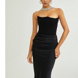 Strapless Black Bodycon Dress - Women's Elegant Evening Dress